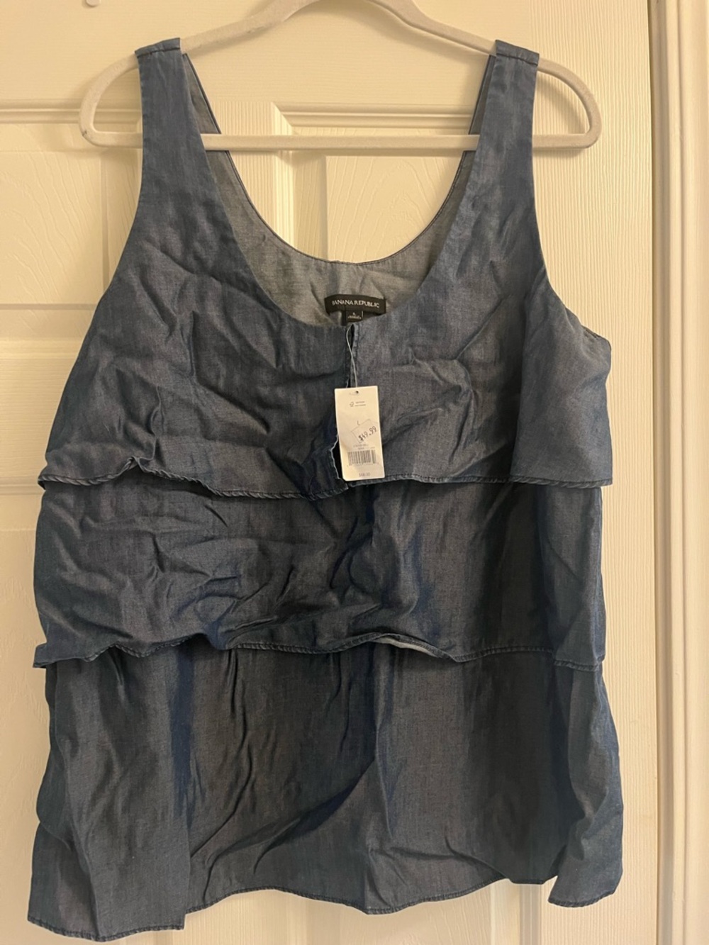 Banana Republic Chambray Blue Sleeveless Tiered Tank